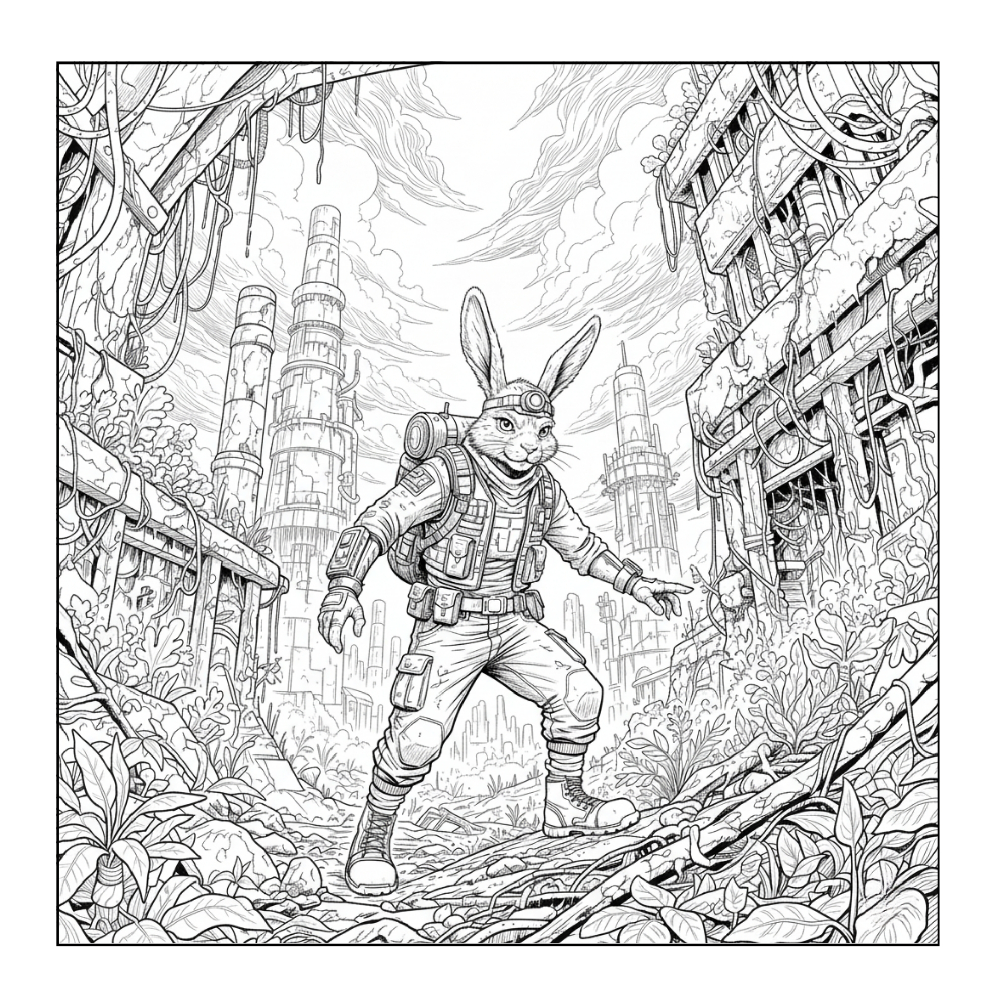Lapin western à colorier